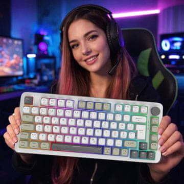slomart Inca IKG-455 Gaming tipkovnica USB + RF Wireless + Bluetooth, njemački QWERTY, bijela