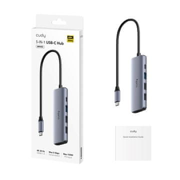 Cudy CUDY UH405 5-u-1 USB-C Hub s HDMI 4K - Srebrna/Siva