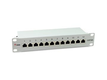 Equip Equip Patch panel 1U, 12 portova, Cat.6a, 10 Gigabit Ethernet, Sivi