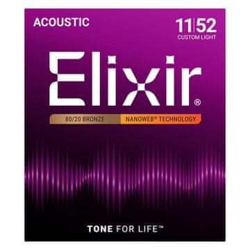 Elixir EL5 Žice za akustičnu gitaru Elixir 11027 Custom Light (11-52) NW