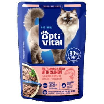 slomart OPTIVITAL Tasty shreds in gravy losos mokra hrana za mačke, 85g
