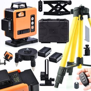 Rosfix Orange Tiger laserski nivelir ROT16L-L s 16 linija i zaslonom u kutiji s setom + stativ 43-120 cm za laserski nivelir s poklopcem