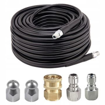 Rosfix HydroClean DuoJet 15M - crijevo za čišćenje cijevi 1/4" 155 bara sa standardnom i okretnom mlaznicom i 2 M22 + 1/4" NPT konektora | 529 bara maks. | 60°C