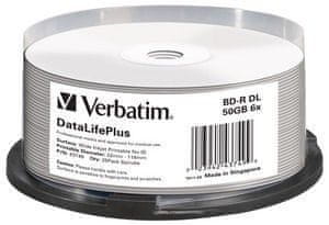 Verbatim Verbatim DataLifePlus BD-R Blu-ray medij, 50 GB, 6x, 25 komada