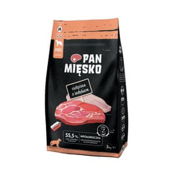 PMI Mr. Meat Veal with Turkey M - suha hrana za pse - 3 kg