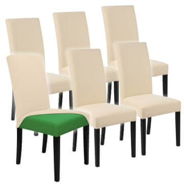 Navlake za stolice, set od 6, elastične, univerzalne, svijetlo bež