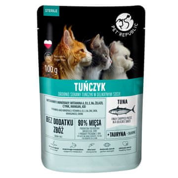 PET PET REPUBLIC Steril tuna sitno sjeckana u umaku - mokra hrana za mačke - 100 g