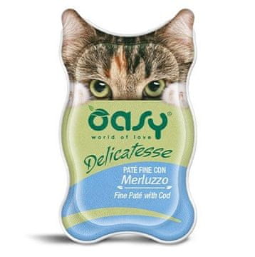 Oasy OASY Delicatesse Mokra hrana za mačke - fina pašteta s bakalarom - 85g