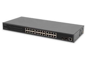 Digitus Digitus DN-613124GS mrežni prekidač, 24-portni Gigabit PoE, L2 managed, 19"