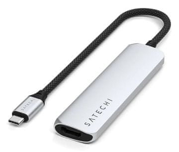 Satechi Satechi ST-P4SS USB-C hub, 10000 Mbit/s, 4K HDMI, 100W PD, aluminij, srebrni