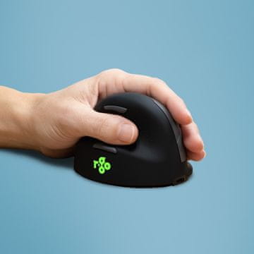 slomart R-Go HE ergonomski miš, lijevi, Bluetooth, punjivi, crno/srebrni
