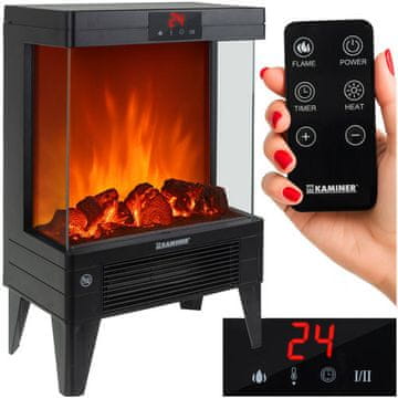 Northix Električni kamin grijač, 2000 W, efekt plamena, daljinski upravljač