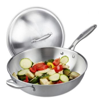 Northix Wok od nehrđajućeg čelika s poklopcem