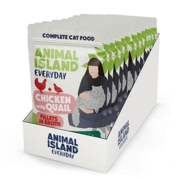 Animal ANIMAL ISLAND mokra hrana za odrasle mačke, Piletina s prepelicom u umaku, 12x85g