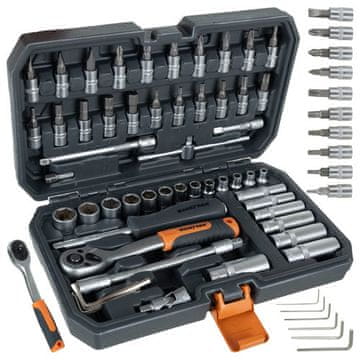 Northix Set alata od 56 dijelova s nasadnim ključevima 1/4", kutija