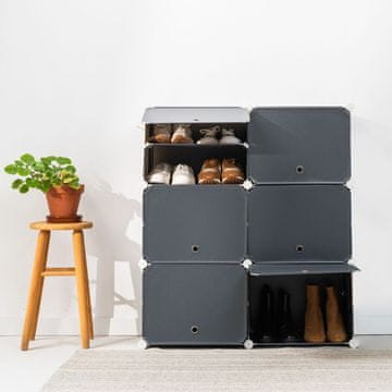 Northix Prijenosni modularni ormarić za cipele InnovaGoods sivi - 36 pari