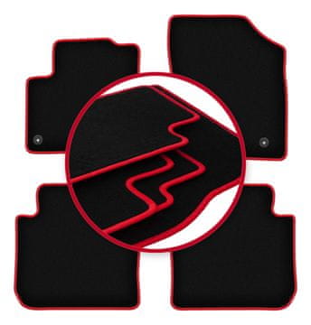 Velur tepisi s crvenim rubom za: Citroen C3 Picasso kombi (2008.-2017.)