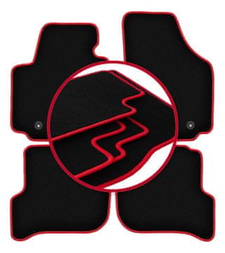 Velur prostirke za pod s crvenim rubom za: Seat Altea minivan (2004.-08.2008.)