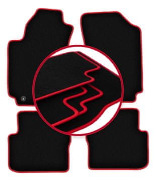Velur tepisi s crvenim rubom za: Fiat Stilo hatchback, karavan (2000-2008)