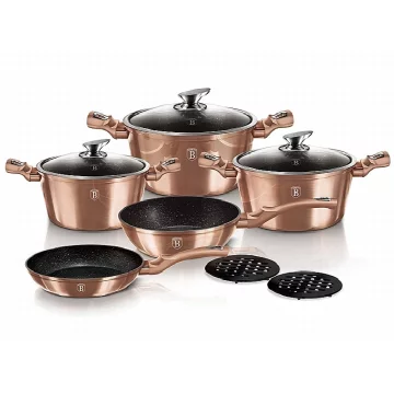 Berlingerhaus Set posuđa od 10 komada s mramornim finišem, Rosegold Metallic linija