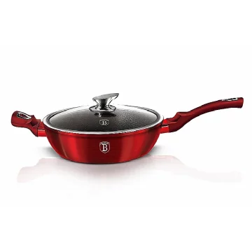 Berlingerhaus Duboka posuda s mramornom površinom i poklopcem, 32 cm, Burgundy Metallic Line