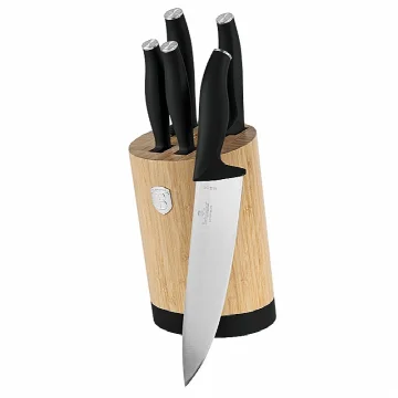 Berlingerhaus BAMBOO set noževa od 6 komada s držačem, mat crna kolekcija