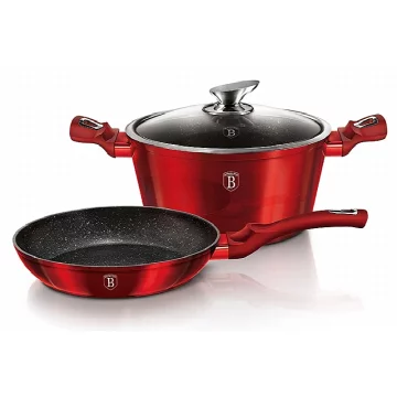 Berlingerhaus Set kuhinjskog posuđa od 3 dijela s mramornim završnim slojem Burgundy Metallic Line