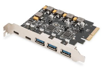 Digitus Digitus DA-70840 PCIe kartica, 2x USB-C + 3x USB-A, 10 Gbit/s