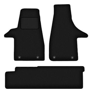 Crne velur tepihe za automobile za: VW Transporter T6 kombi s 2 reda sjedišta (2015.-2019.)