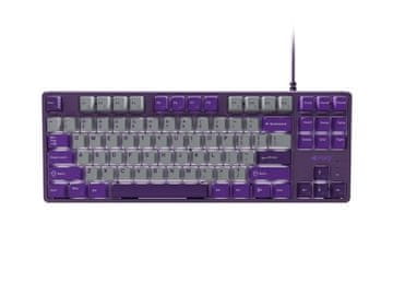 slomart FUY FURY Kanabo K2 Gaming tipkovnica, mehanička, US raspored, bijelo pozadinsko osvjetljenje, siva/ljubičasta
