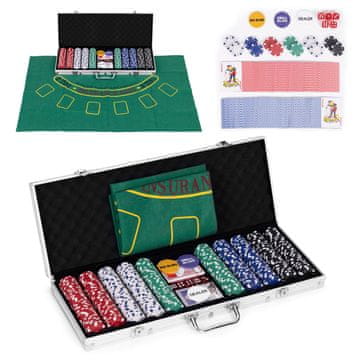 Northix Set za poker i blackjack - 500 žetona, 2 špila karata, kockice, podloga za igru, kutija koja se zaključava