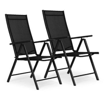 Northix Set od 2 sklopive vrtne stolice, čelik, podesivi naslon, crna, MultiGarden
