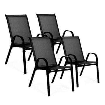 Northix Set od 4 vrtne stolice za terasu ili balkon crne boje MultiGarden