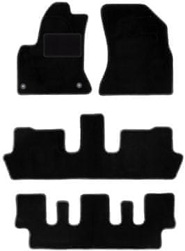 Crne velur tepihe za auto za: Citroen C4 Picasso I 7 sjedala (2006.-2013.)