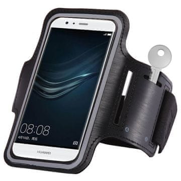 HURTEL Univerzalna sportska narukvica za trčanje za pametne telefone do 6" – crna