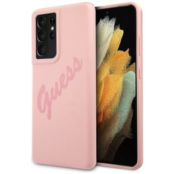 Guess Guess Silicone Vintage Script futrola za Samsung Galaxy S21 Ultra - Roza