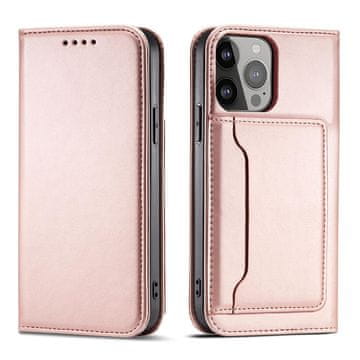 HURTEL Futrola Hurtel Magnet Card za iPhone 14 Pro, novčanik, stalak, roza