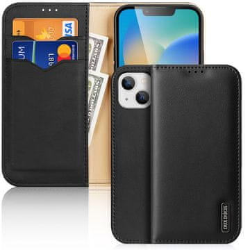 Dux Ducis Dux Ducis Hivo kožna preklopna torbica novčanik za kartice i dokumente iPhone 14 Plus Crna