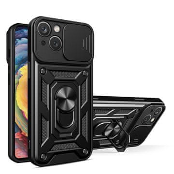 HURTEL Hybrid Armor Camshield etui za iPhone 14 Plus s kliznim poklopcem kamere - crni
