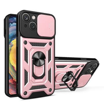 HURTEL Hybrid Armor Camshield etui za iPhone 14 Plus s kliznim poklopcem kamere - rozi