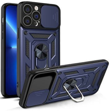 HURTEL Hybrid Armor Camshield etui za iPhone 13 Pro s kliznim poklopcem kamere - plavi