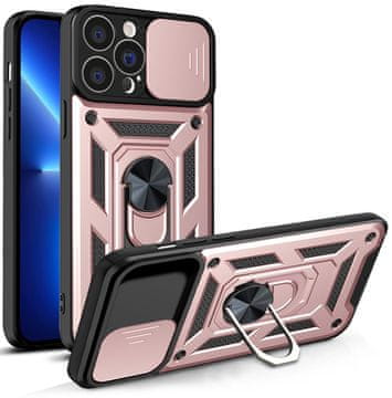 HURTEL Hybrid Armor Camshield etui za iPhone 13 Pro Max s kliznim poklopcem kamere - rozi