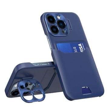 HURTEL Hurtel maska za iPhone 14 Pro Max, kožna s stalkom i džepom za karticu, plava