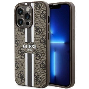 Guess Futrola za iPhone 14 Pro 4G s printanim prugama MagSafe smeđa