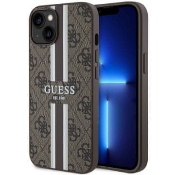 Guess 4G printana prugasta MagSafe smeđa maskica za iPhone 14