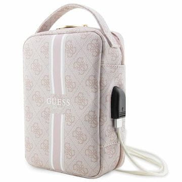 Guess Organizer 4G torba za laptop s printanim prugama, ružičasta