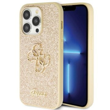 Guess Navlaka Guess Glitter Script Big 4G za iPhone 14 Pro - zlatna