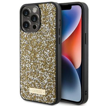 Guess Maska Guess Rhinestone Metal Logo za iPhone 15 Pro - žuta