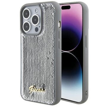 Guess Maska Guess Sequin Script Metal za iPhone 15 Pro - srebrna