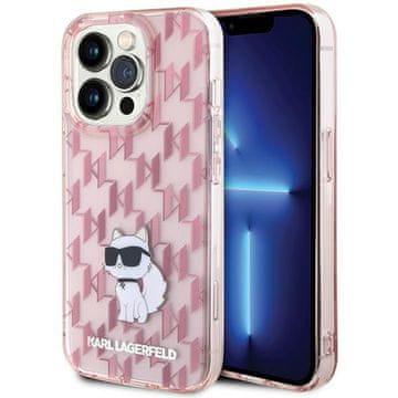 Karl Lagerfeld Karl Lagerfeld maska za iPhone 15 Pro Max, Monogram Choupette, roza